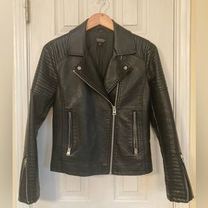 Faux leather moto jacket